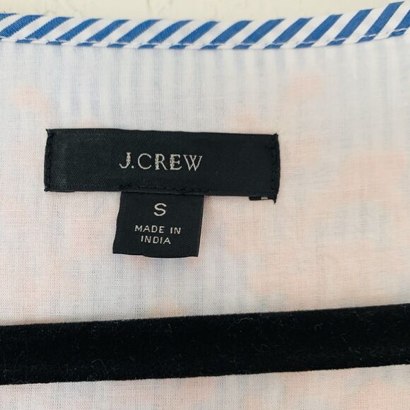 J CREW Leda Dress S Blue Stripe Embroidered Ruffle Hem Boho Cottagecore Peasant - Picture 12 of 15